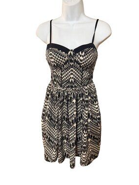 Band Of Gypsies Black & White Tribal Print Strappy Mini Dress Size S